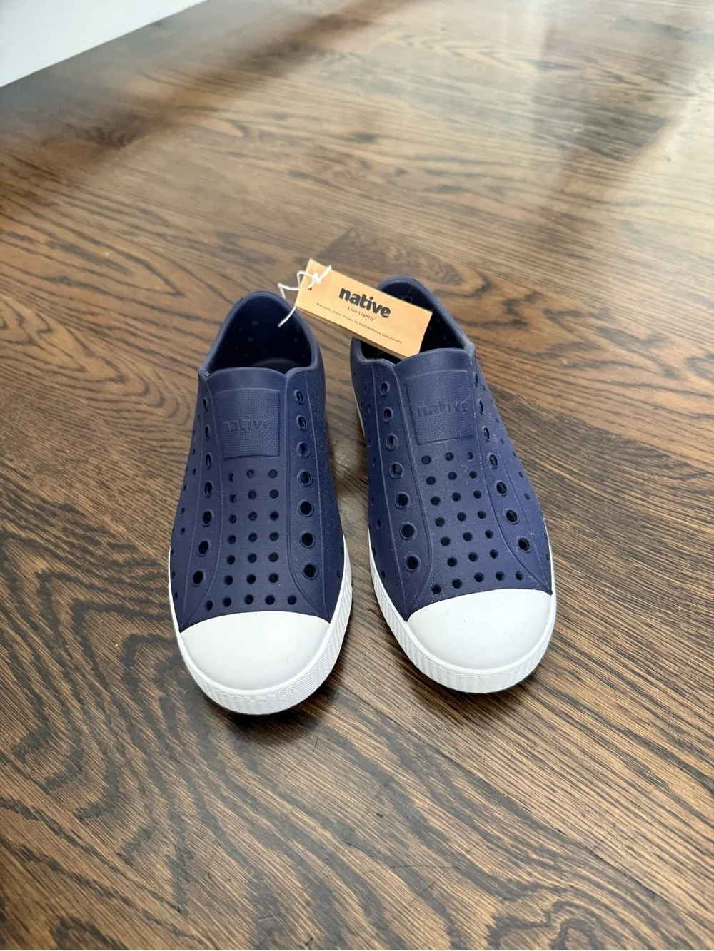 Native Kids Water Shoes in Navy and White - Slip-On EVA